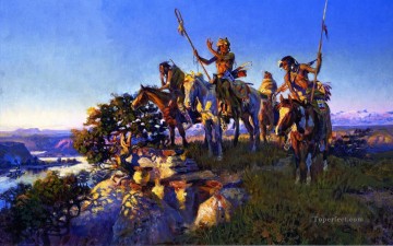 消防艇 1918年 チャールズ・マリオン・ラッセル アメリカ・インディアン Oil Paintings